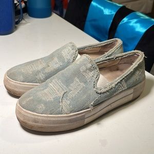 Denim pattern slide on sneaker size 7